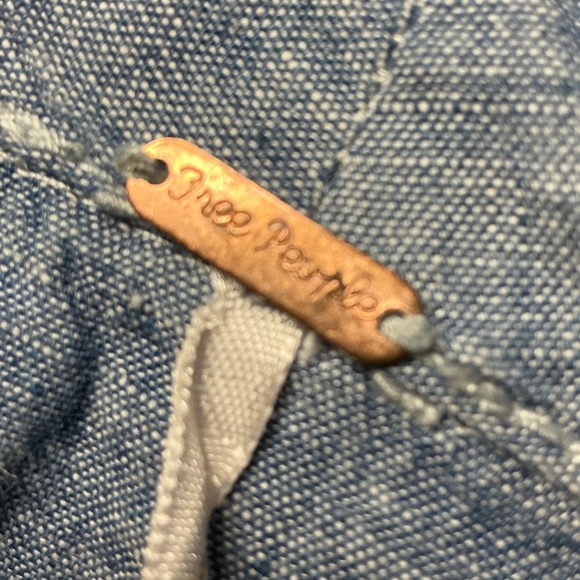 Free People Done Up In Denim Chambray Linen Blend Shirt Dress - Picture 7 of 10